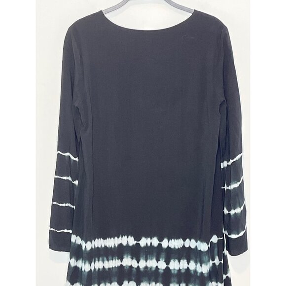 She + Sky Black White Tie Dye Bell Sleeve A-Line Dress Sz Small - Picture 9 of 12